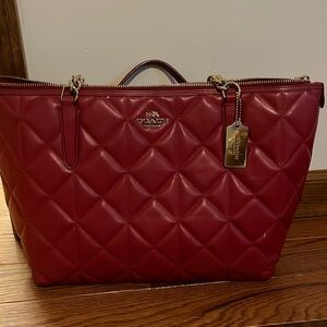Rich red leather Coach bag